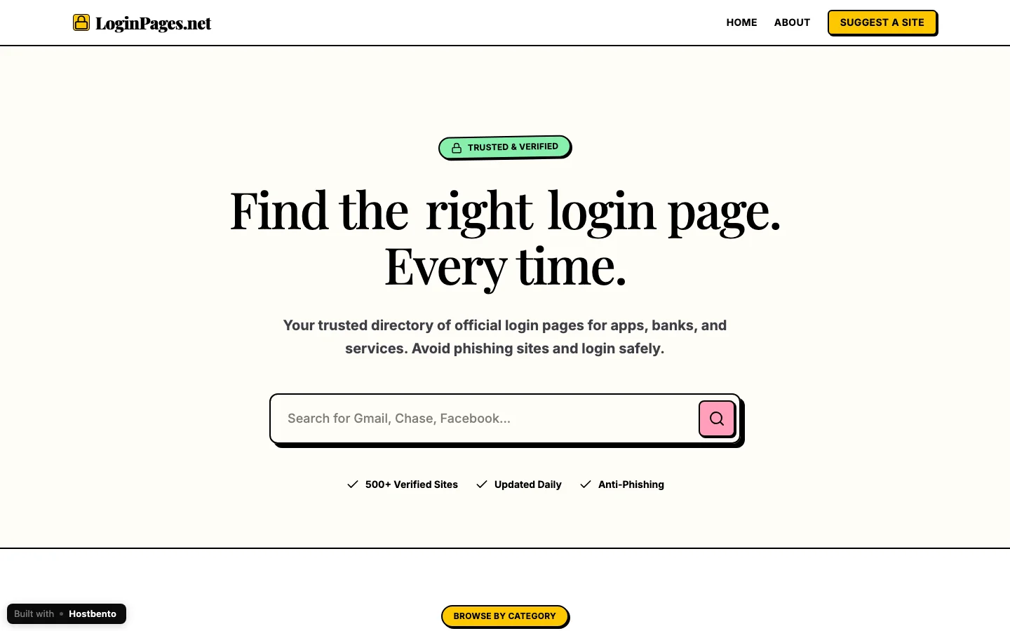 MS Consulting is fighting online phishing with loginpages.net built on Hostbento