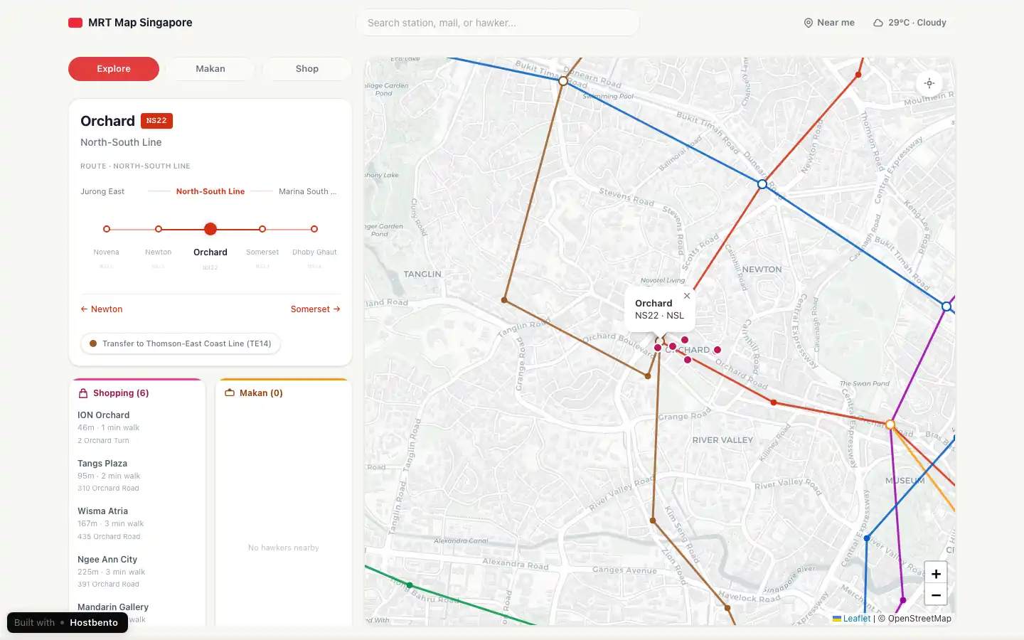 An online easy to use Singapore subway map built using Hostbento